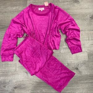 *NWT Juicy Couture Magenta 2 Piece Pajama Loungewear Set Velour